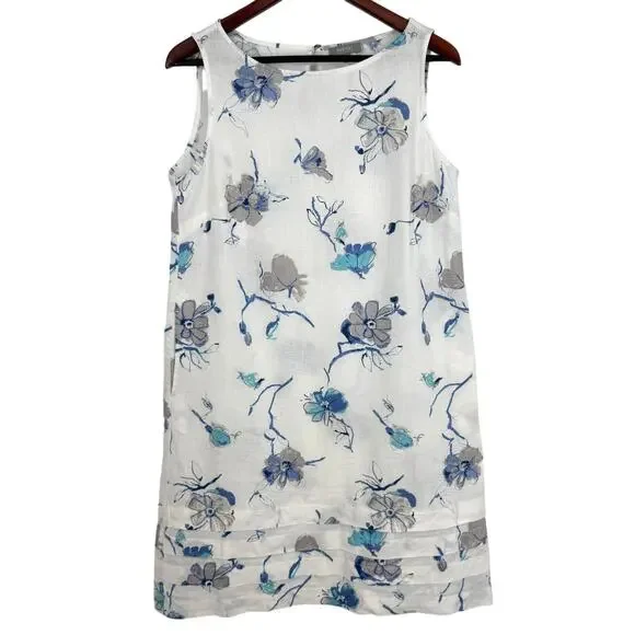 Habitat Dresses | Habitat Linen Blend Sz Small White Blue Floral Dress Wearable Art to Wear Spring | Color: Blue | Size: S | Butterandgoldco's Closet Habitat Dresses | Habitat Linen Blend Sz Small White Blue Floral Dress Wearable Art to Wear Spring | Color: Blue | Size: S | Butterandgoldco's Closet